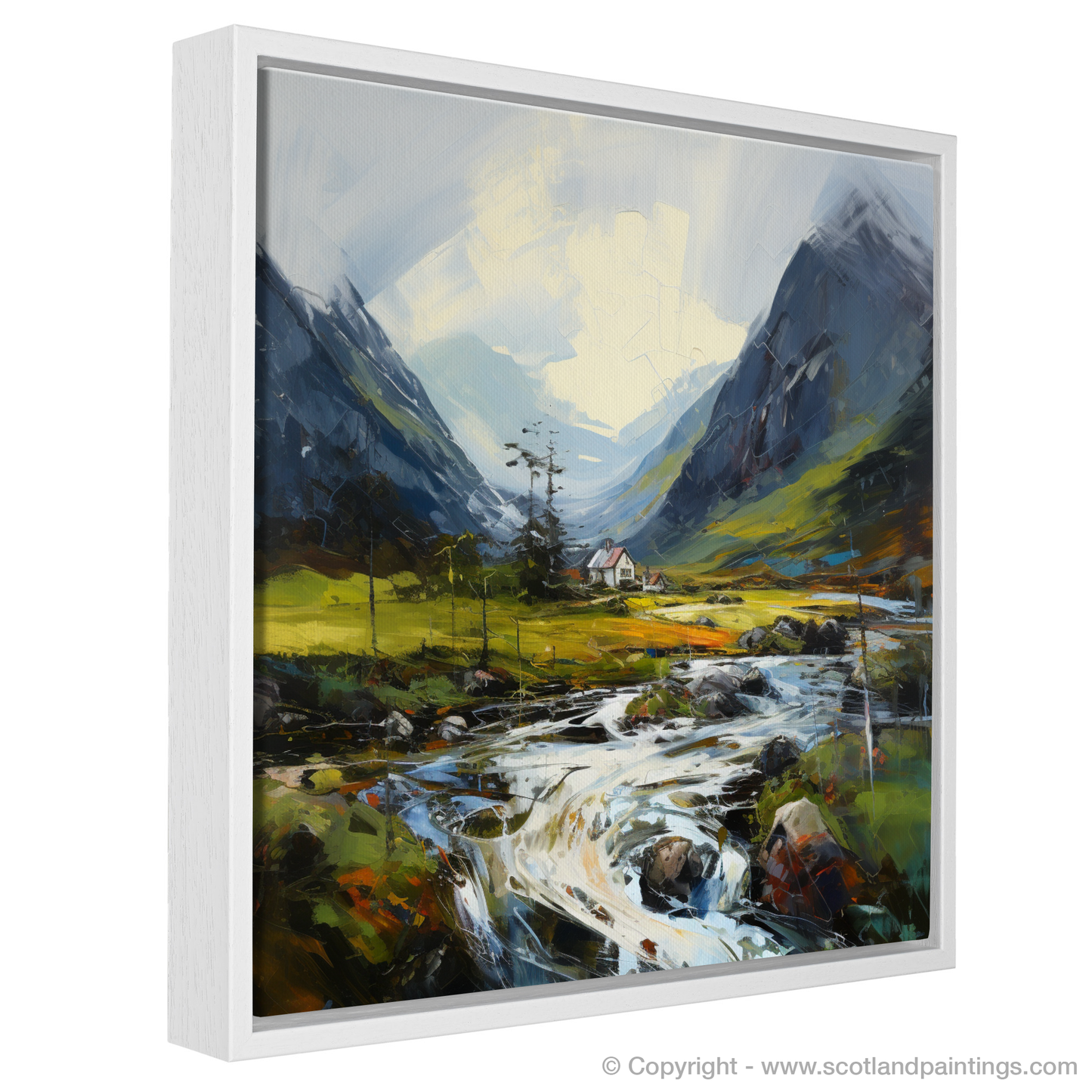 Painting and Art Print of Morning dew in Glencoe entitled "Morning Dew Embrace in Glencoe".