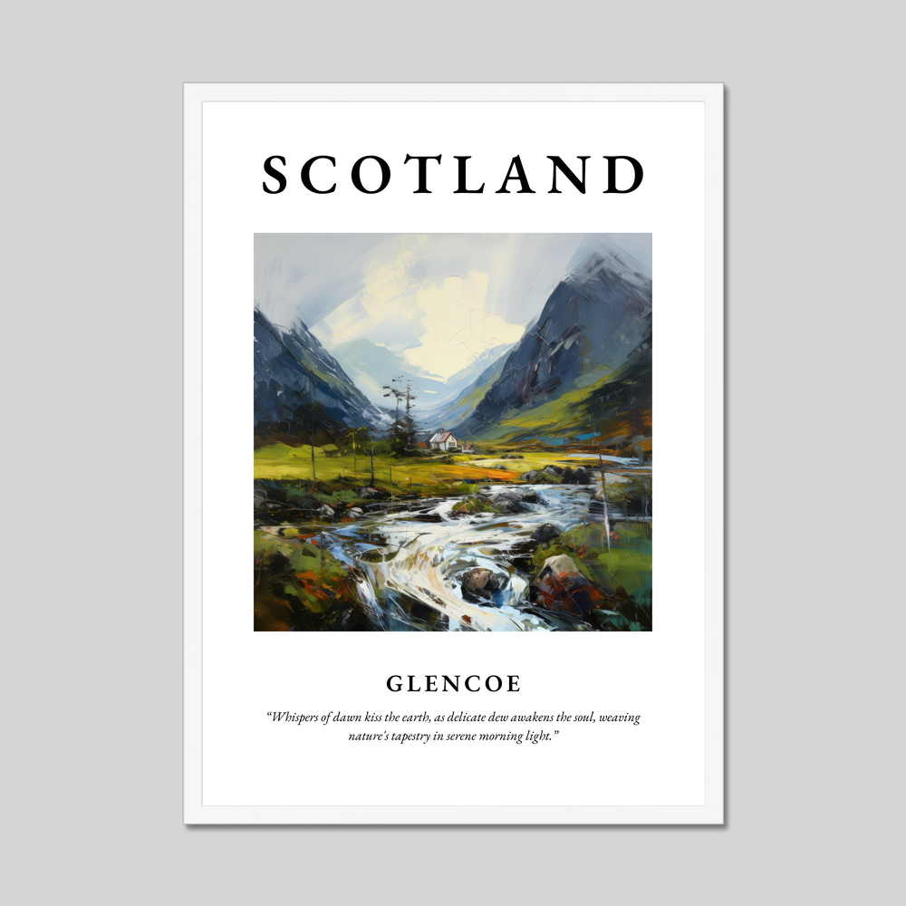 Poster in a white frame with the word Scotland