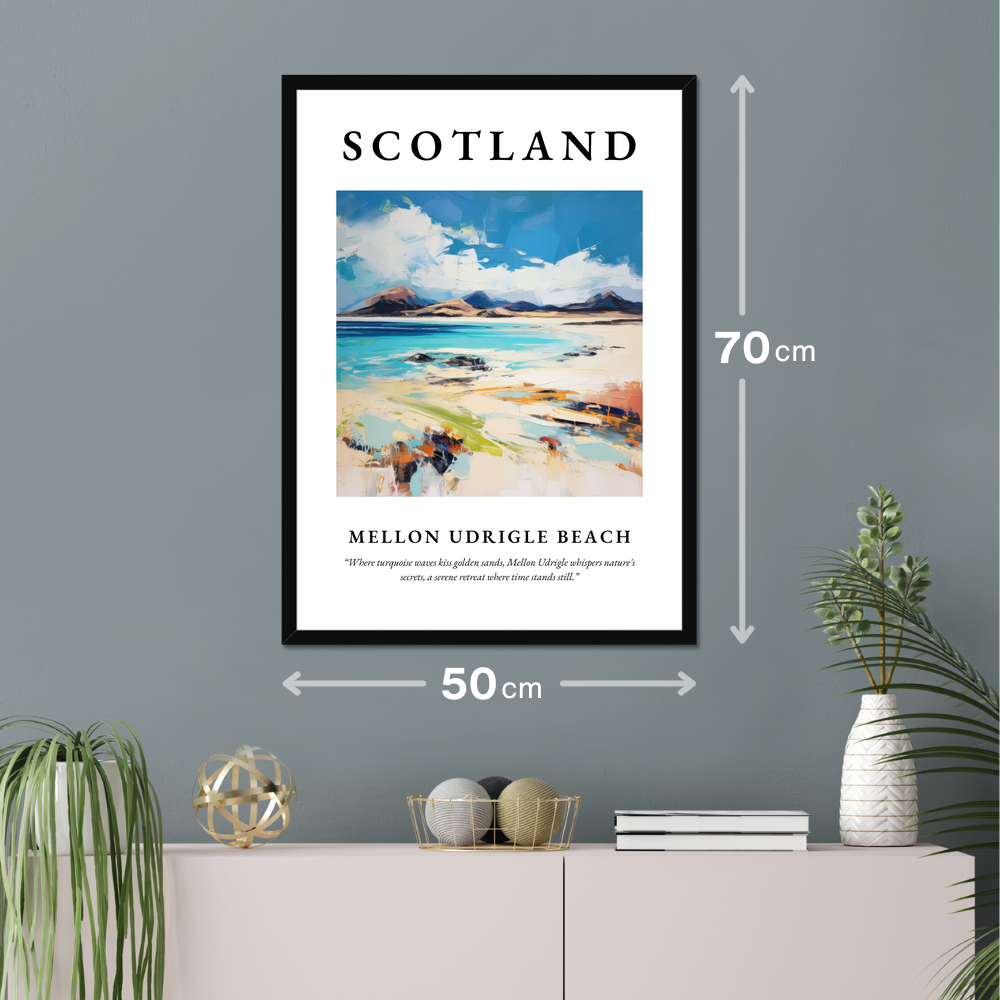 Poster of Mellon Udrigle Beach hanging on a wall