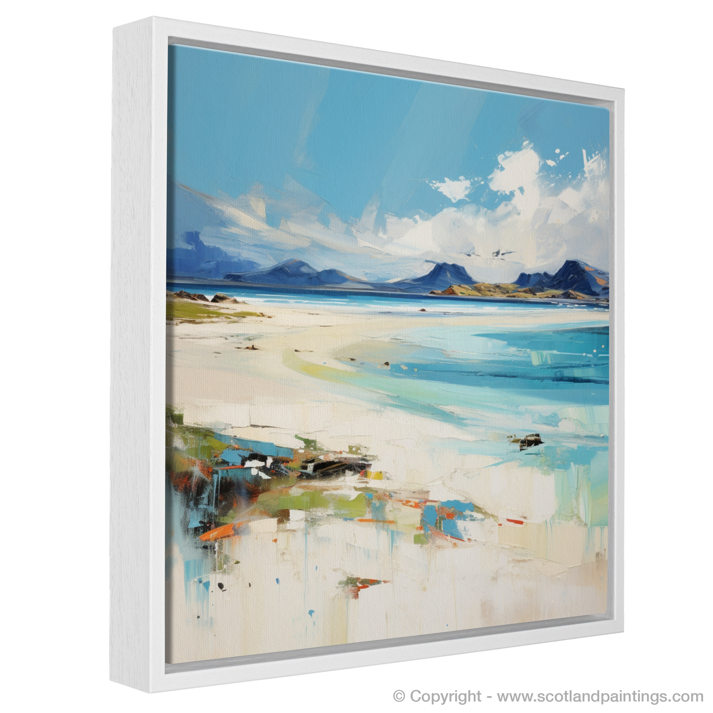 Painting and Art Print of Mellon Udrigle Beach, Wester Ross entitled "Mellon Udrigle Beach: An Expressionist Ode to the Wild Scottish Coast".