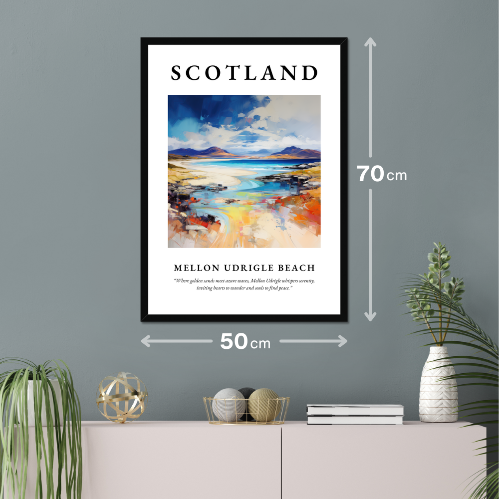 Poster of Mellon Udrigle Beach hanging on a wall