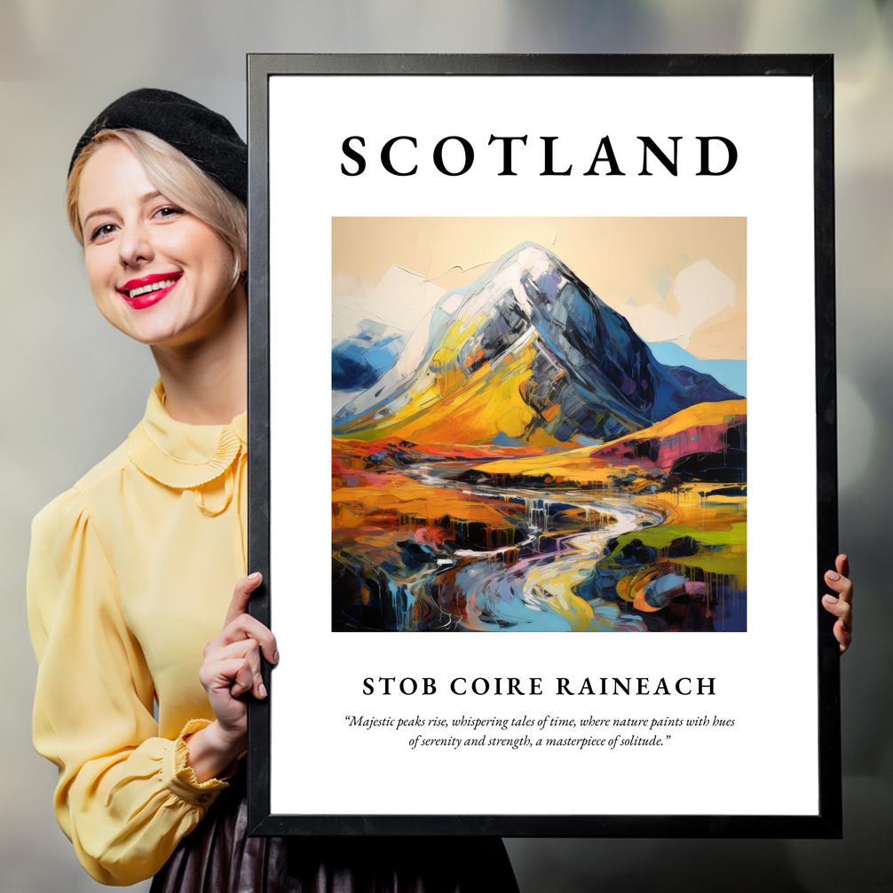 Person holding a poster of Stob Coire Raineach