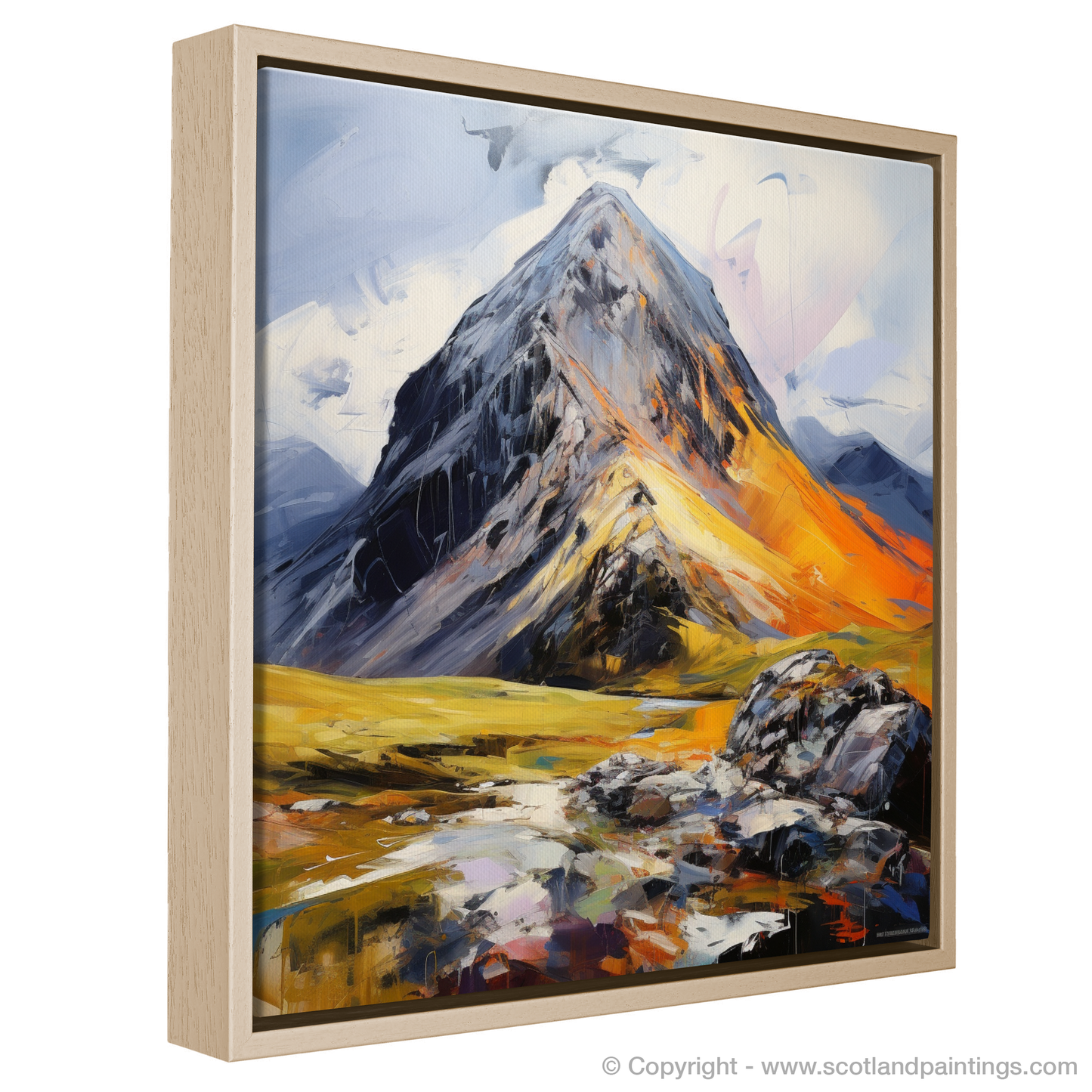 Painting and Art Print of Stob Coire Raineach (Buachaille Etive Beag) entitled "Highland Blaze: An Expressionist Ode to Stob Coire Raineach".