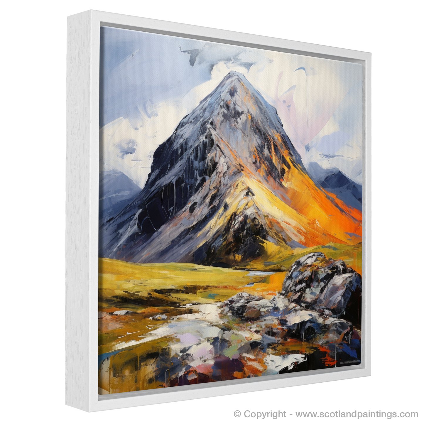 Painting and Art Print of Stob Coire Raineach (Buachaille Etive Beag) entitled "Highland Blaze: An Expressionist Ode to Stob Coire Raineach".