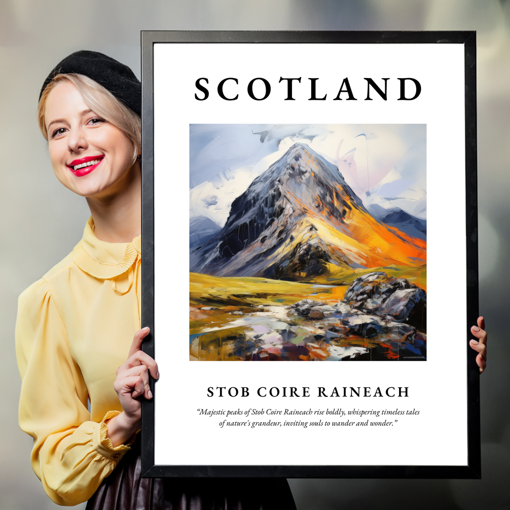 Person holding a poster of Stob Coire Raineach