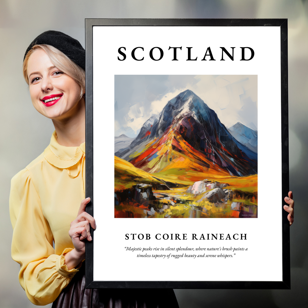 Person holding a poster of Stob Coire Raineach