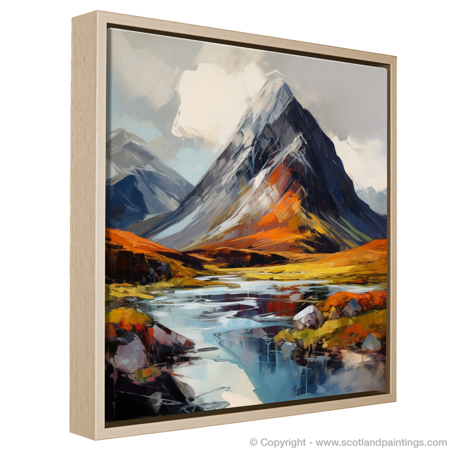 Painting and Art Print of Stob Coire Raineach (Buachaille Etive Beag) entitled "Highland Majesty: An Expressionist Ode to Stob Coire Raineach".