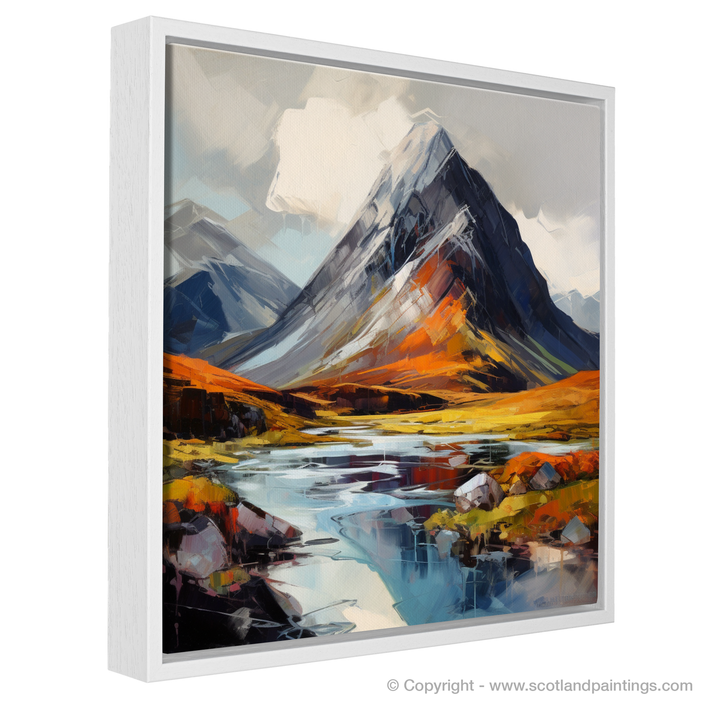 Painting and Art Print of Stob Coire Raineach (Buachaille Etive Beag) entitled "Highland Majesty: An Expressionist Ode to Stob Coire Raineach".