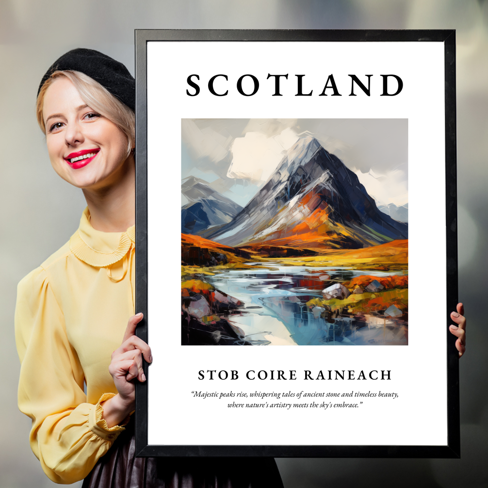 Person holding a poster of Stob Coire Raineach