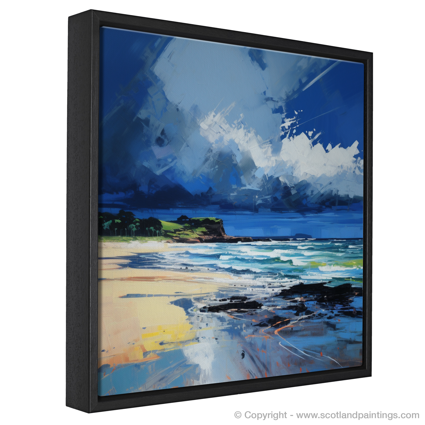 Painting and Art Print of Gullane Beach with a stormy sky entitled "Tempestuous Skies over Gullane Beach".