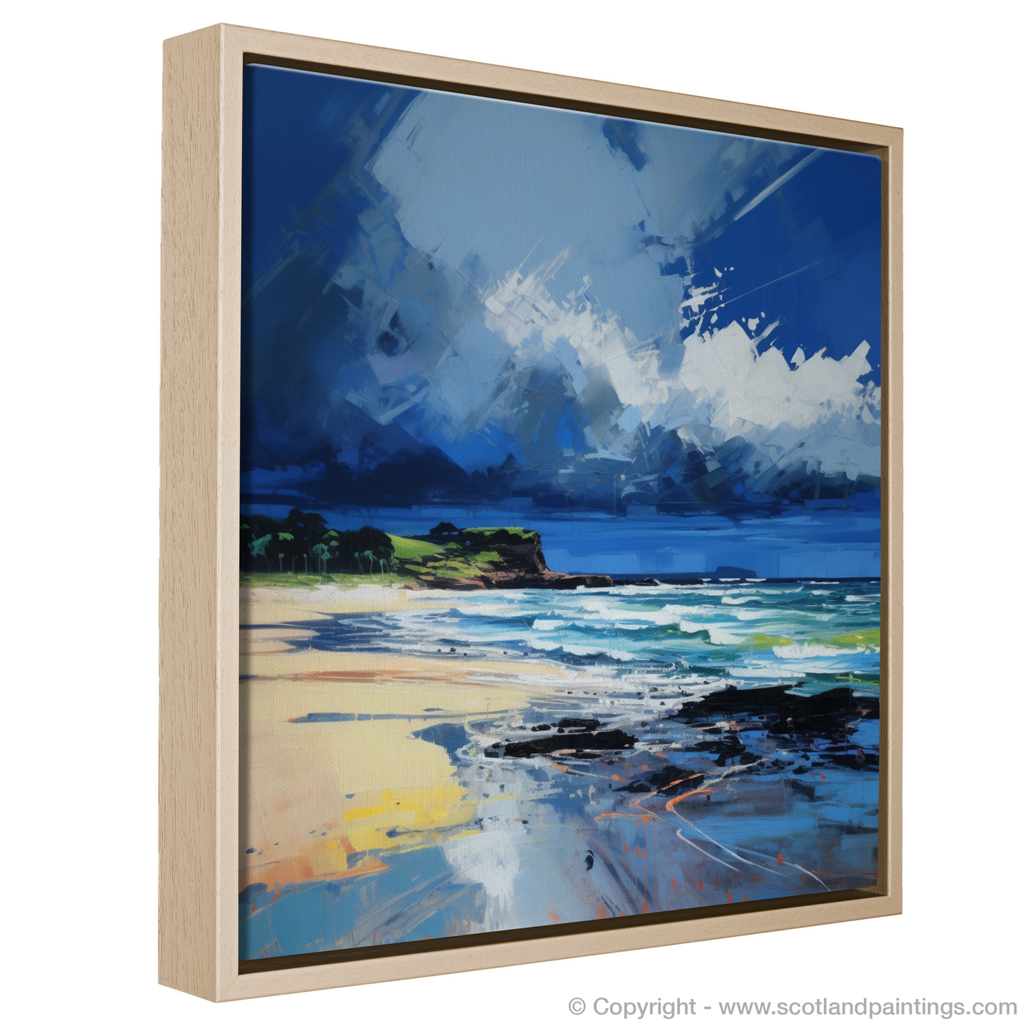 Painting and Art Print of Gullane Beach with a stormy sky entitled "Tempestuous Skies over Gullane Beach".