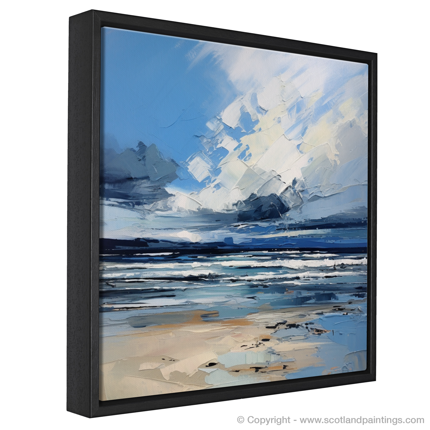 Painting and Art Print of Gullane Beach with a stormy sky entitled "Tempestuous Dance of Gullane Beach".