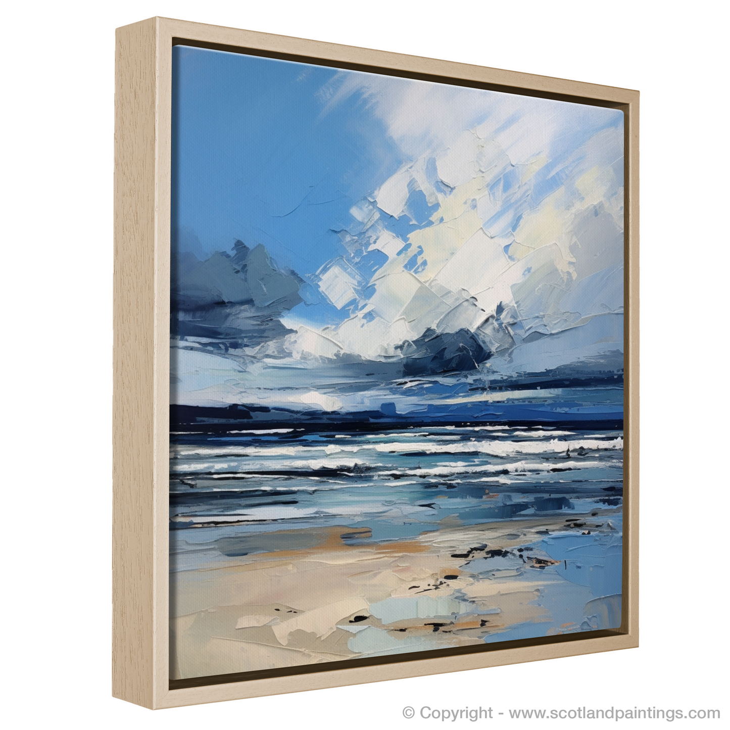 Painting and Art Print of Gullane Beach with a stormy sky entitled "Tempestuous Dance of Gullane Beach".