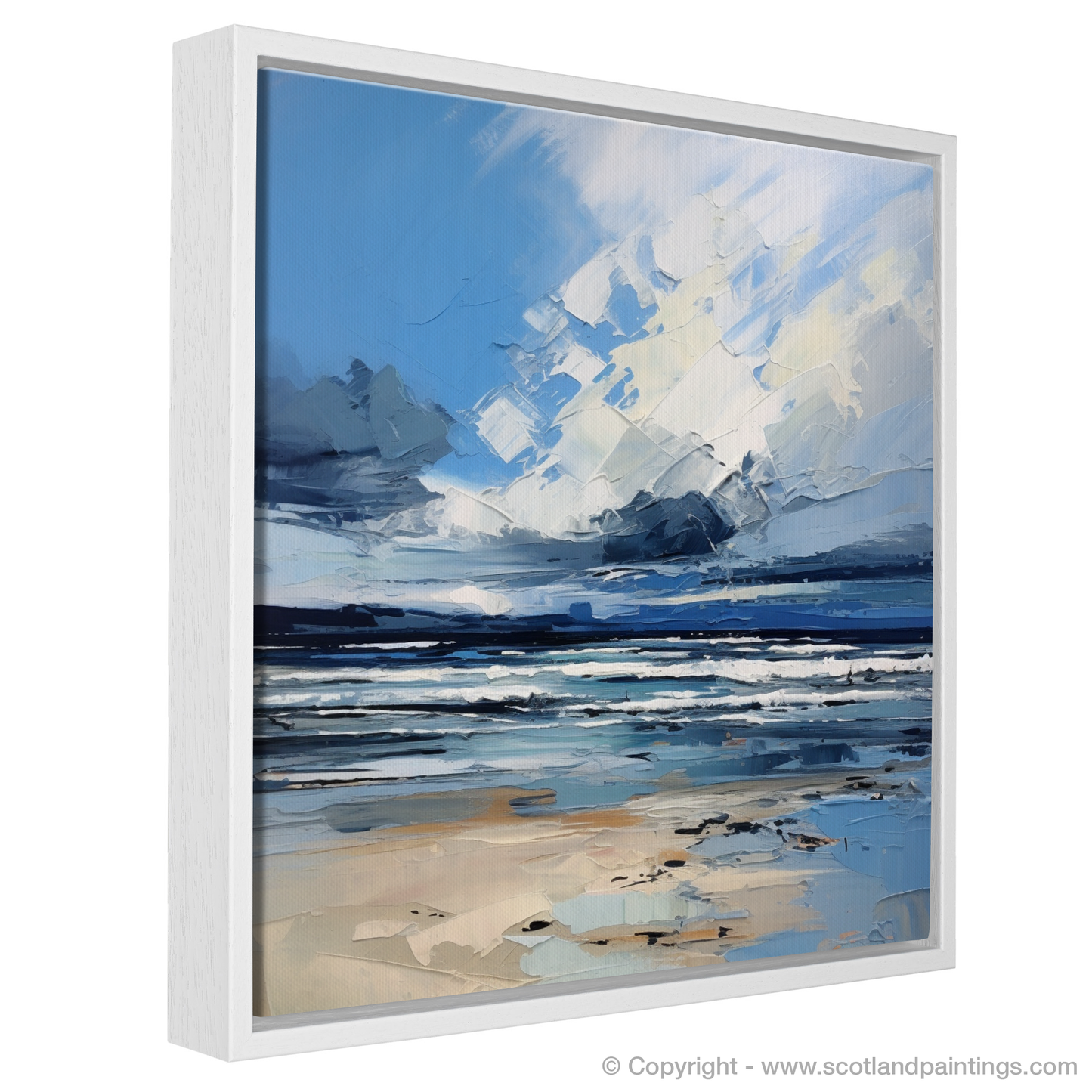 Painting and Art Print of Gullane Beach with a stormy sky entitled "Tempestuous Dance of Gullane Beach".