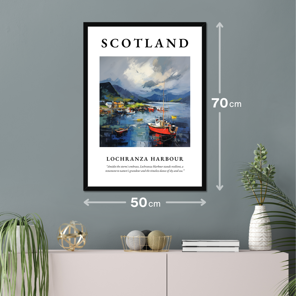 Poster of Lochranza Harbour hanging on a wall