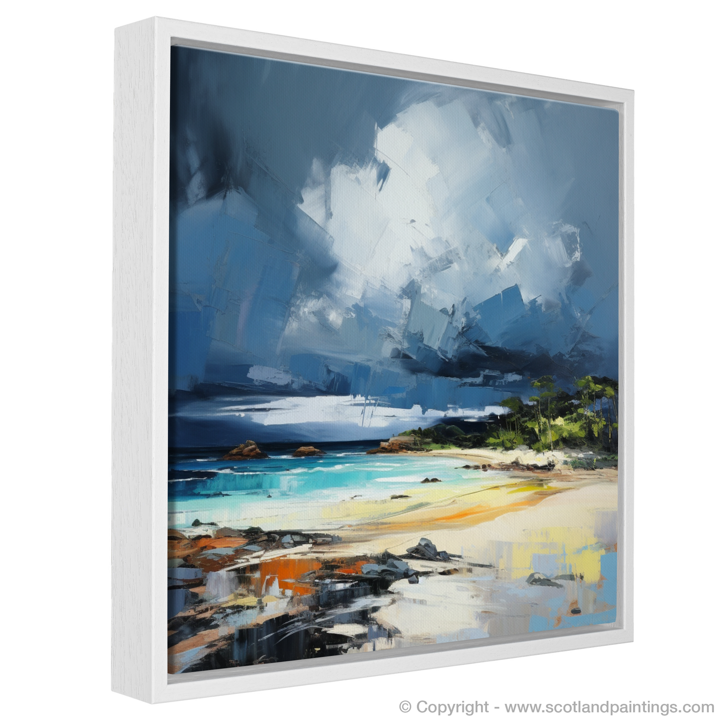 Painting and Art Print of Largo Bay with a stormy sky entitled "Tempest at Largo Bay: An Expressionist Ode to Scottish Shores".