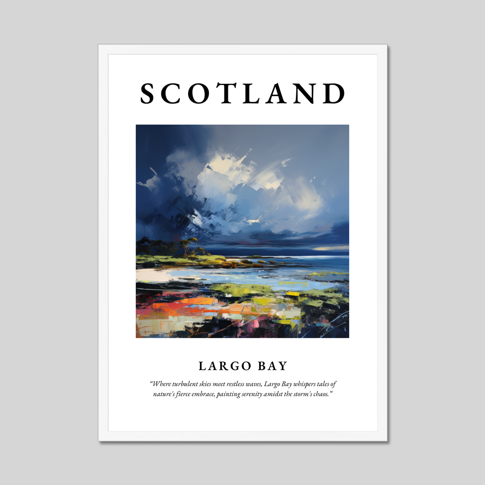 Poster in a white frame with the word Scotland