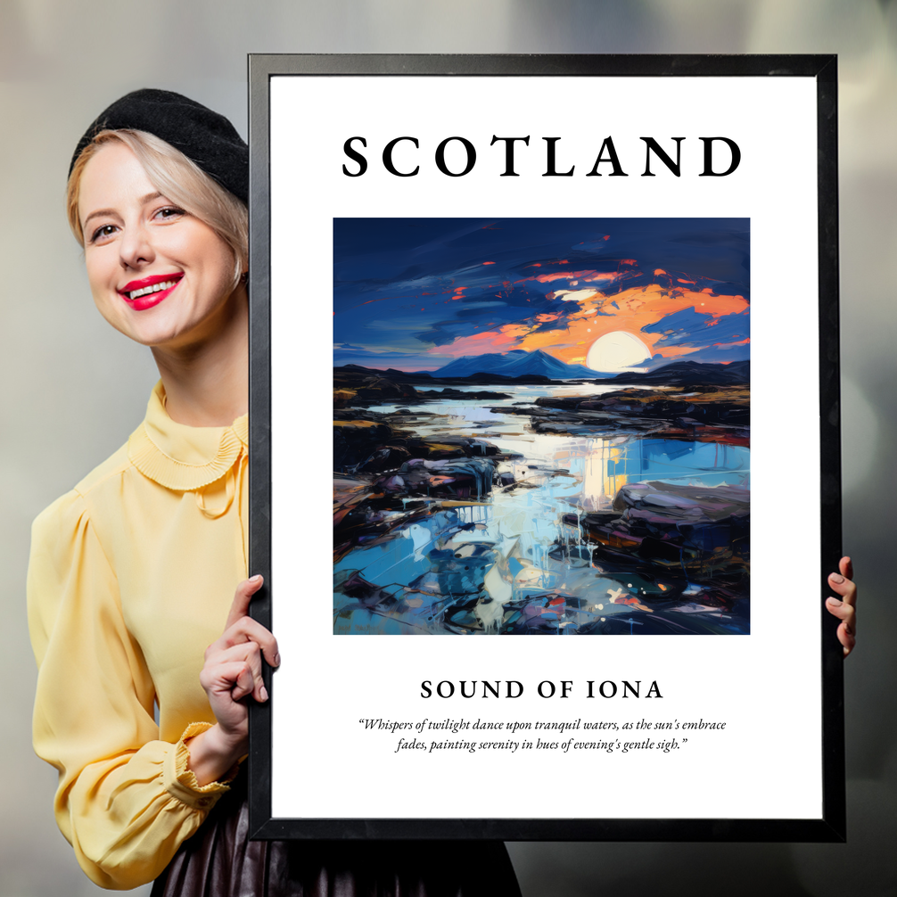 Person holding a poster of Sound of Iona