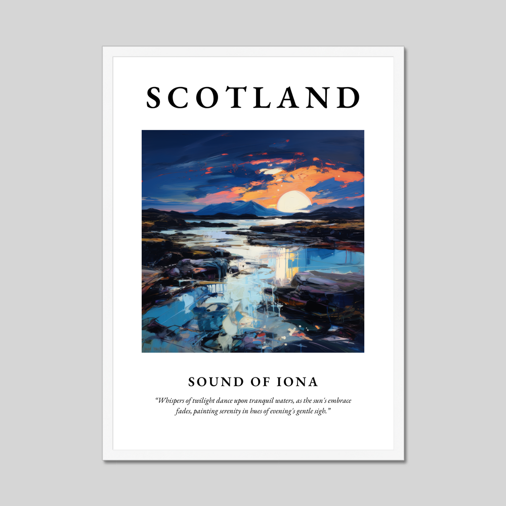 Poster in a white frame with the word Scotland