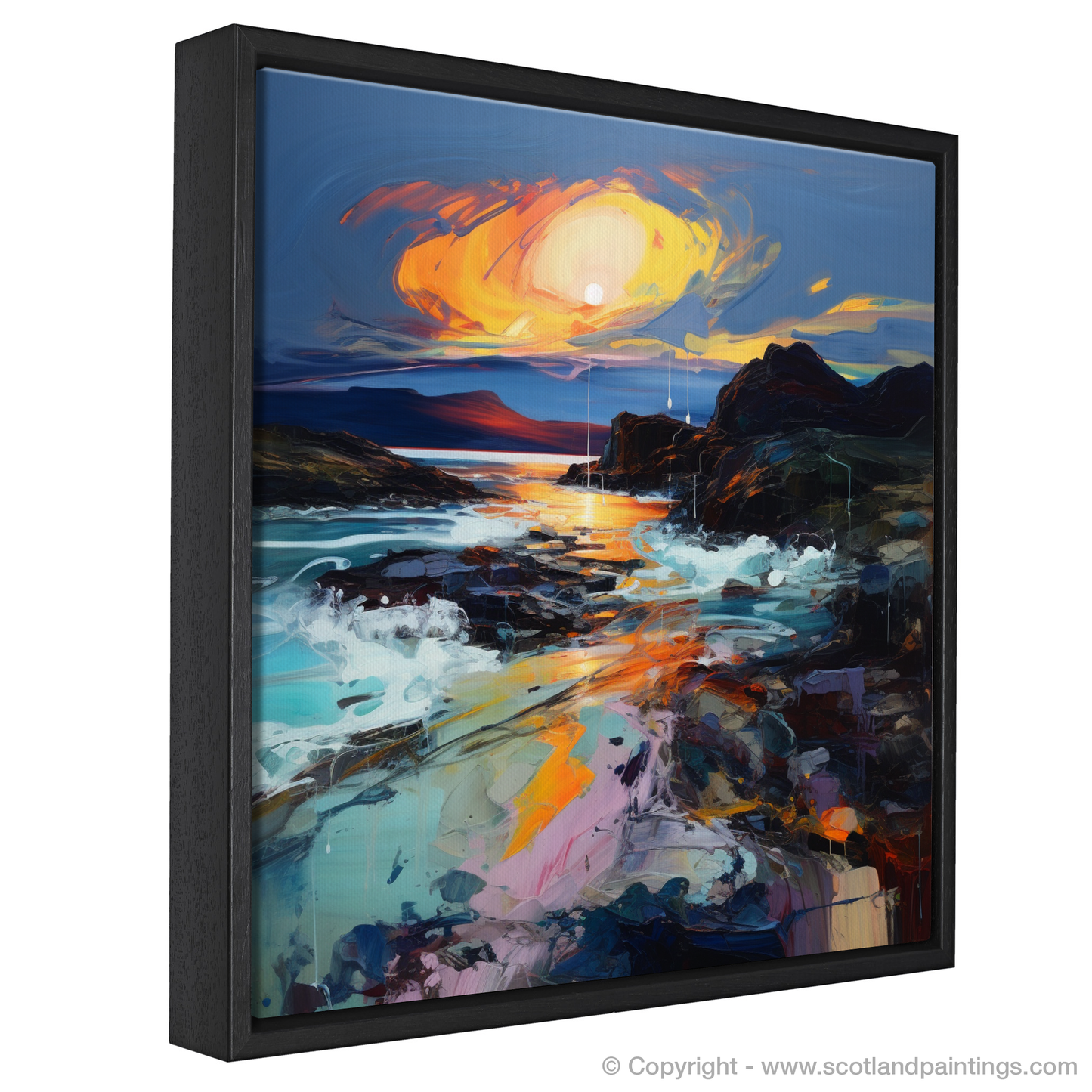 Painting and Art Print of Sound of Iona at dusk. Dusk Embrace over the Sound of Iona.