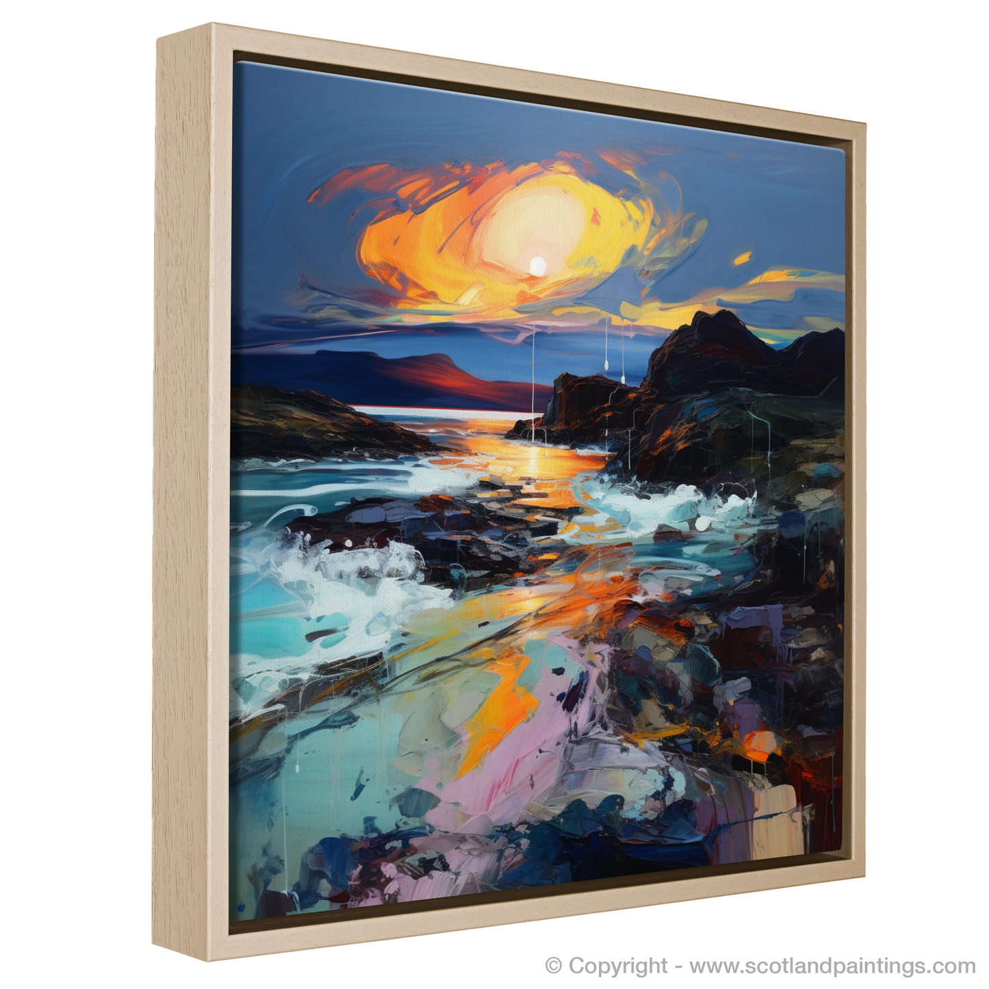 Painting and Art Print of Sound of Iona at dusk. Dusk Embrace over the Sound of Iona.