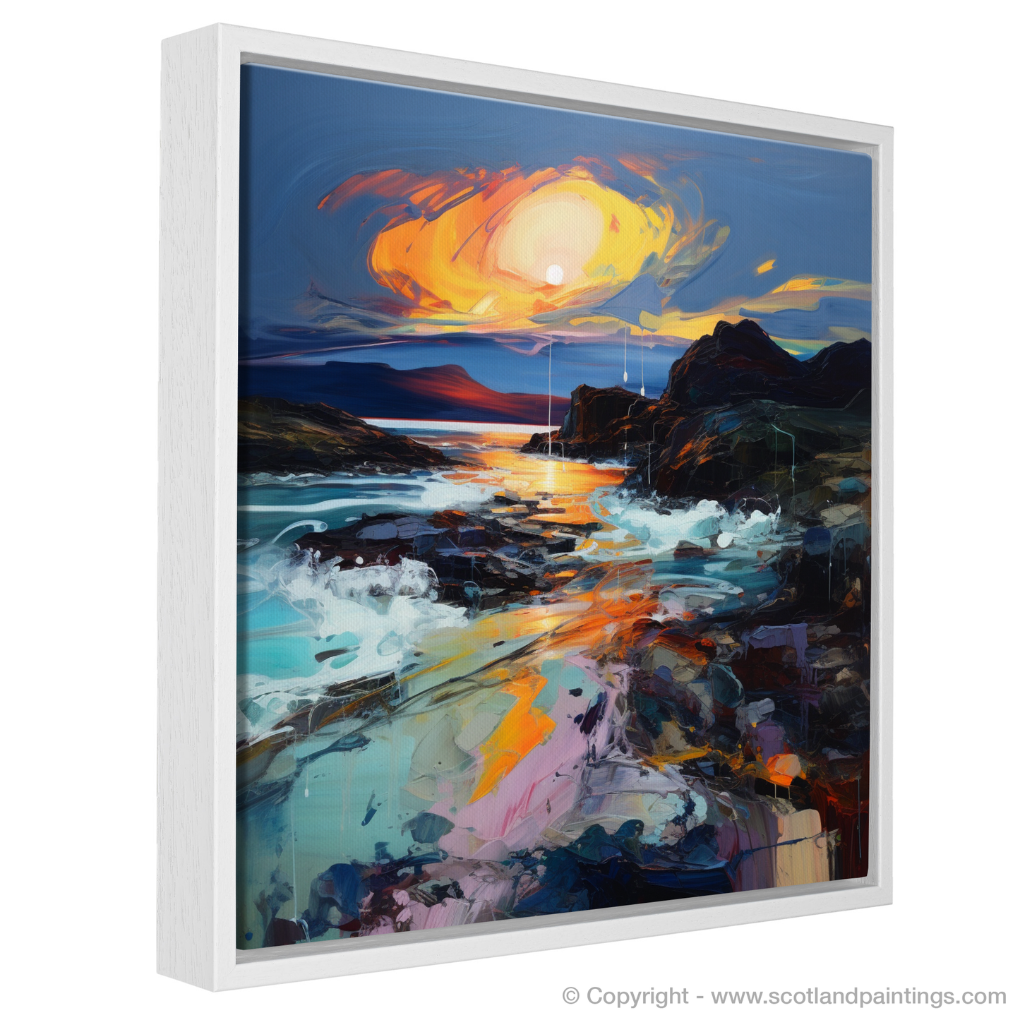 Painting and Art Print of Sound of Iona at dusk. Dusk Embrace over the Sound of Iona.