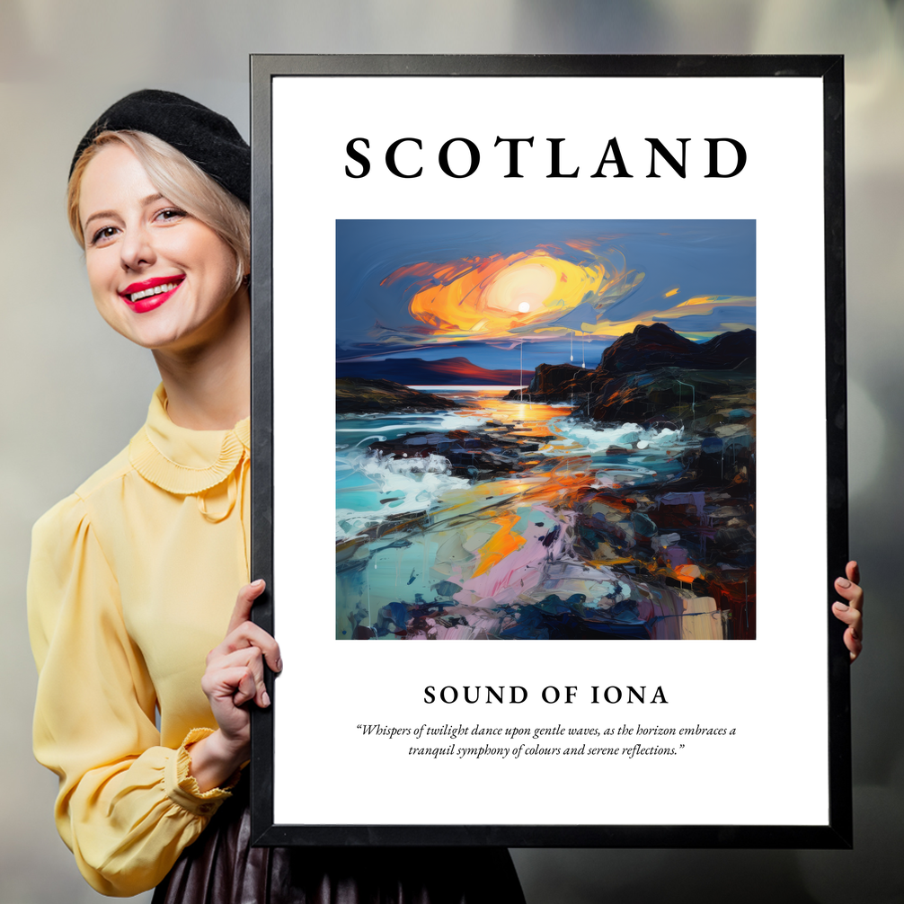 Person holding a poster of Sound of Iona