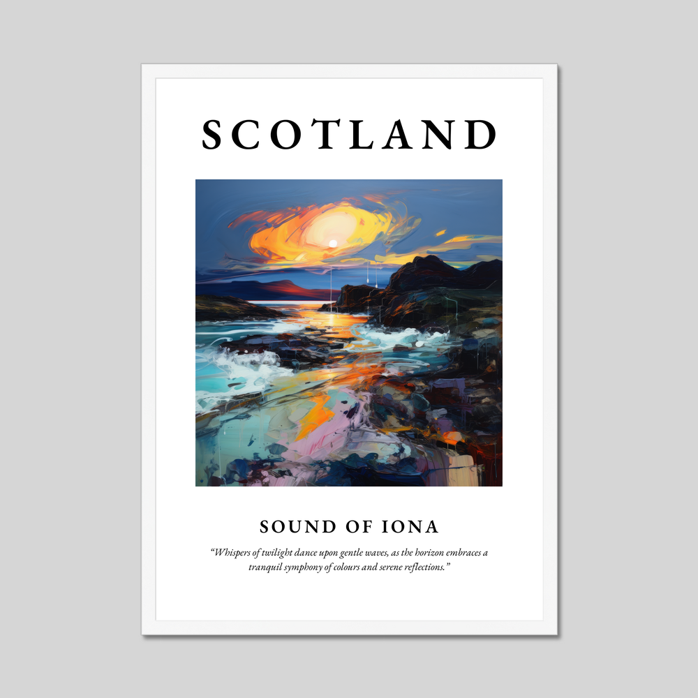 Poster in a white frame with the word Scotland