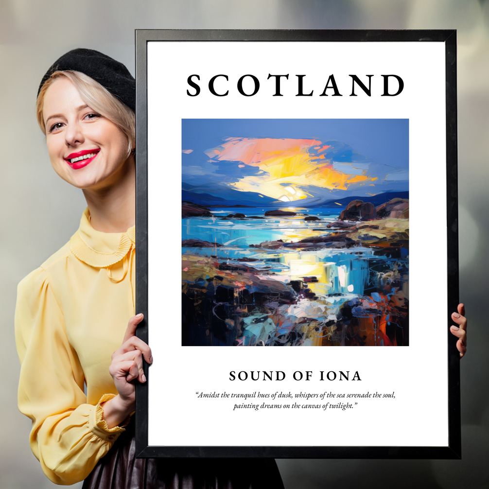 Person holding a poster of Sound of Iona