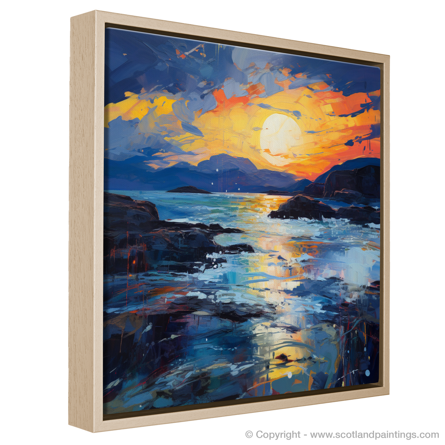 Painting and Art Print of Sound of Iona at dusk entitled "Ablaze at Dusk: Sound of Iona".