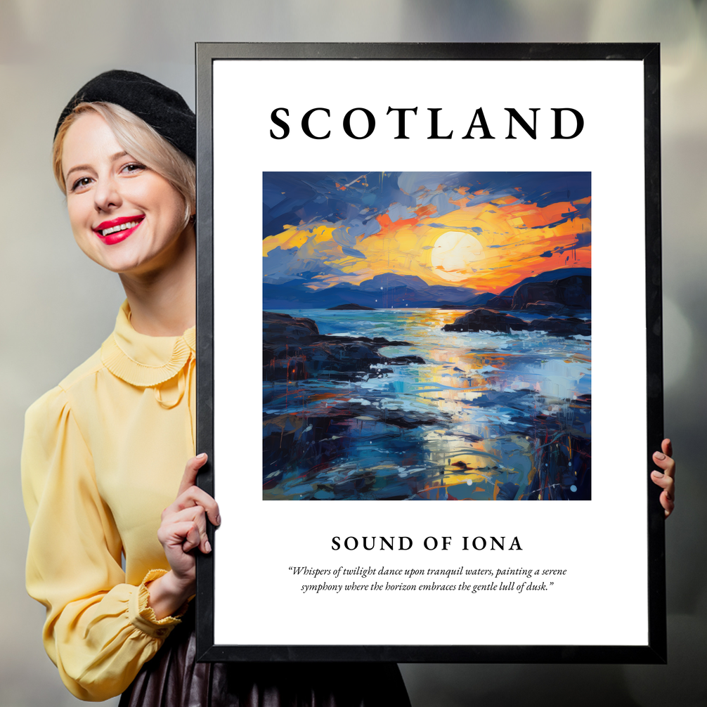 Person holding a poster of Sound of Iona