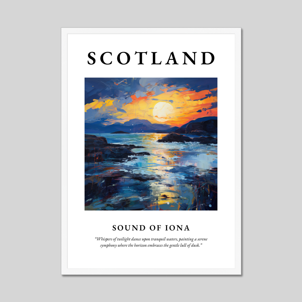 Poster in a white frame with the word Scotland