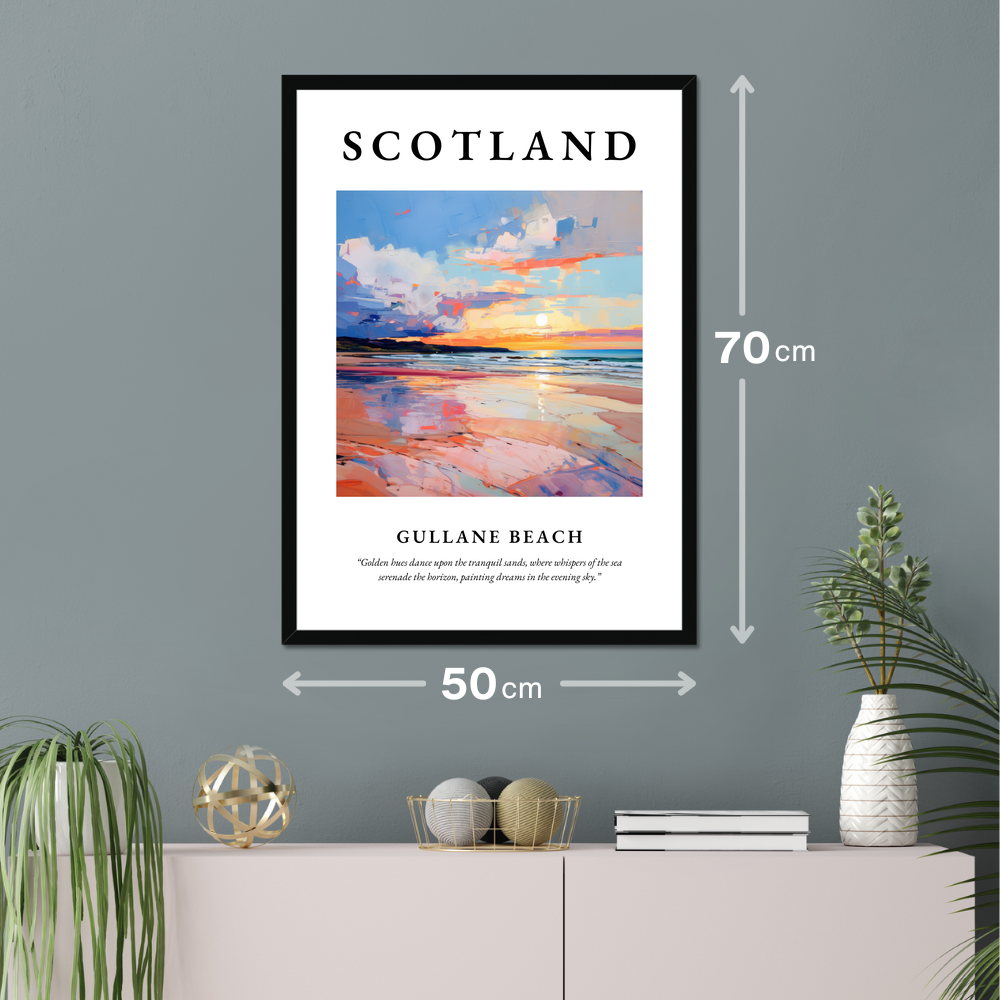 Poster of Gullane Beach hanging on a wall