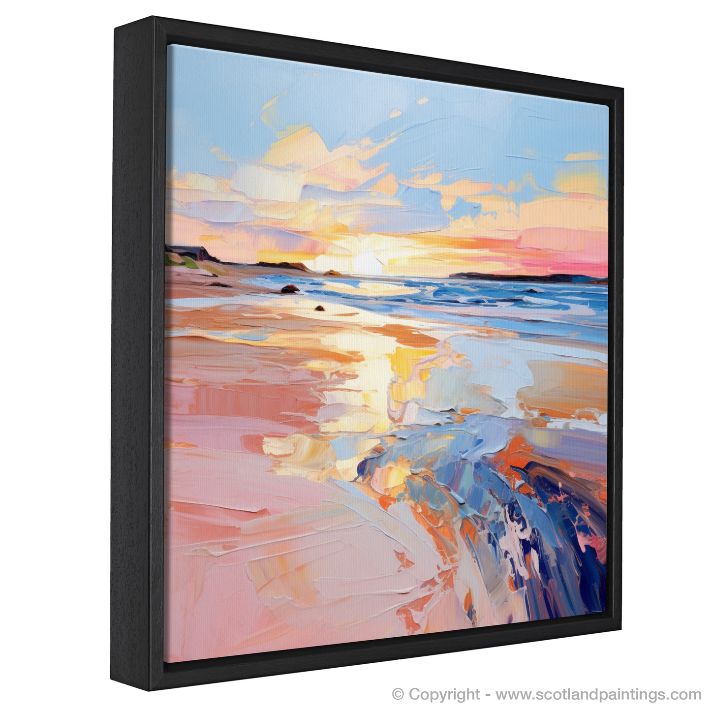 Painting and Art Print of Gullane Beach at sunset entitled "Gullane Beach Twilight Embrace".