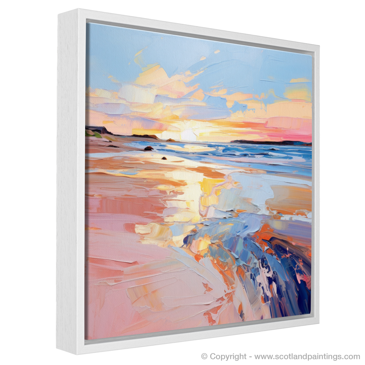 Painting and Art Print of Gullane Beach at sunset entitled "Gullane Beach Twilight Embrace".