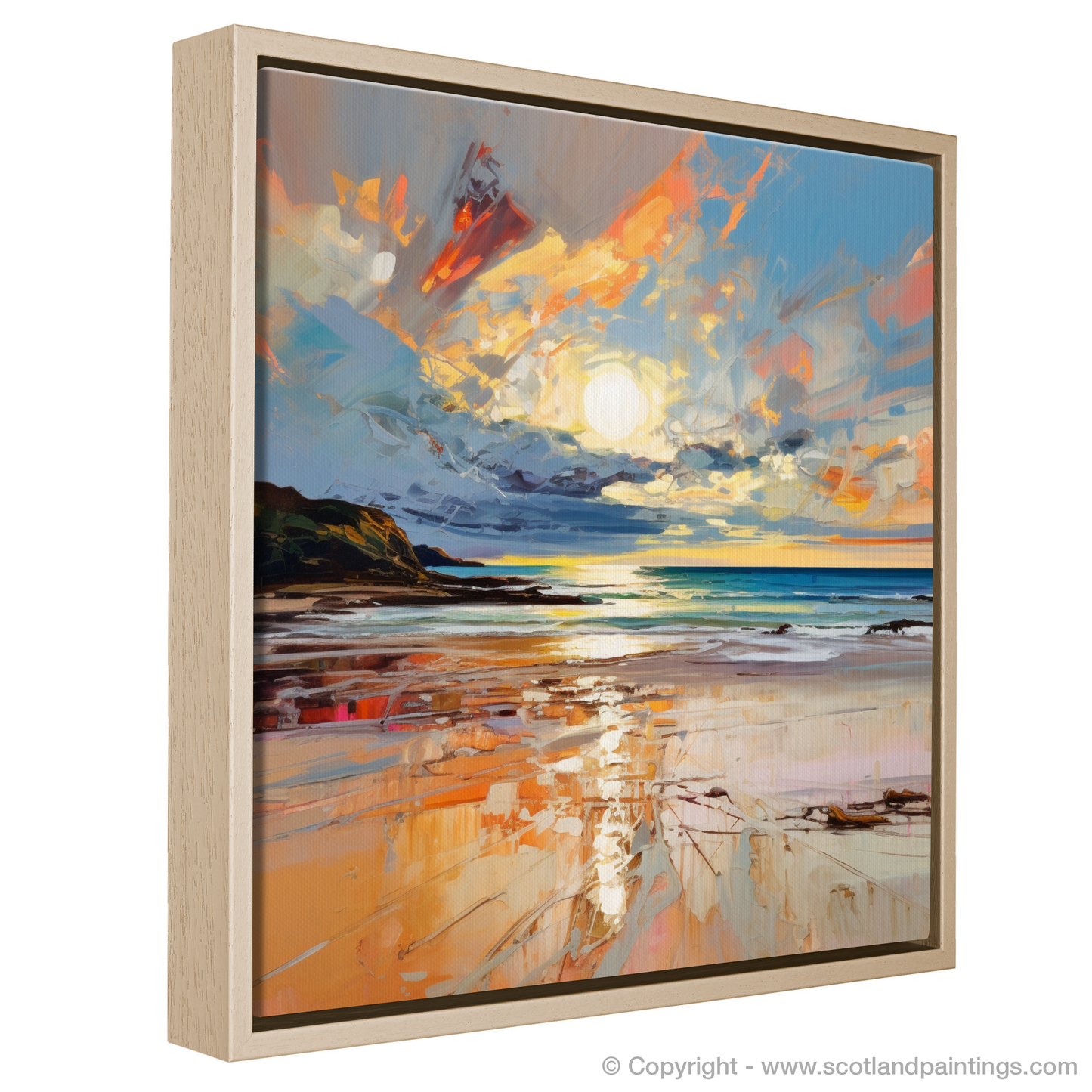 Painting and Art Print of Gullane Beach at sunset entitled "Gullane Beach at Sunset: An Expressionist Ode to Scottish Shores".