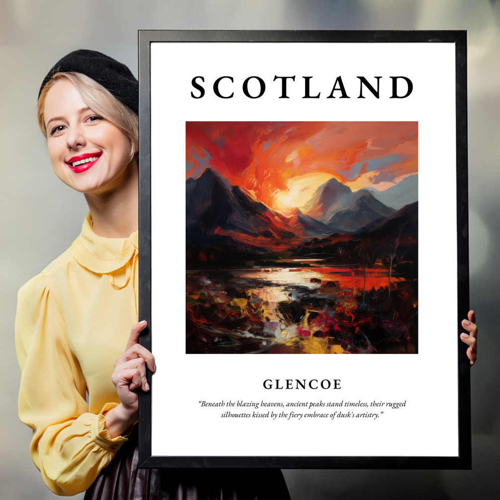 Person holding a poster of Glencoe