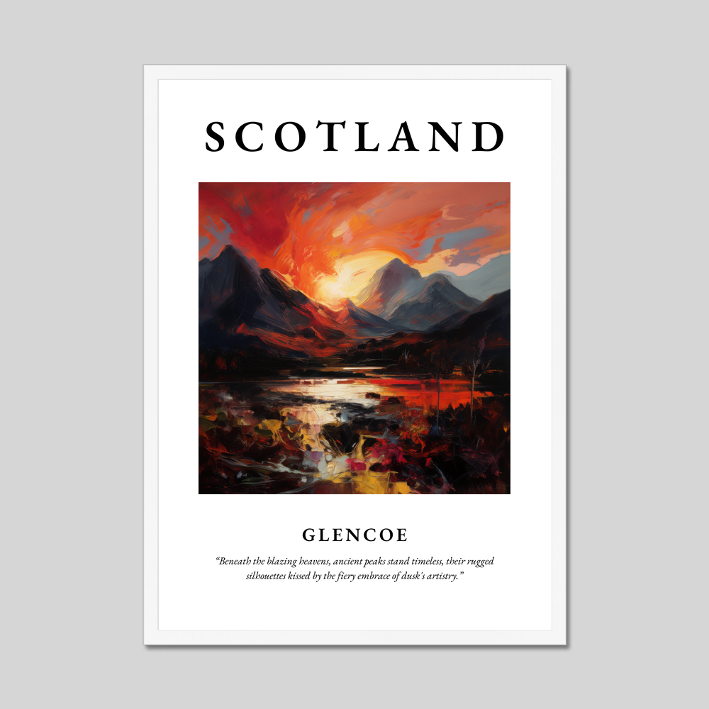 Poster in a white frame with the word Scotland