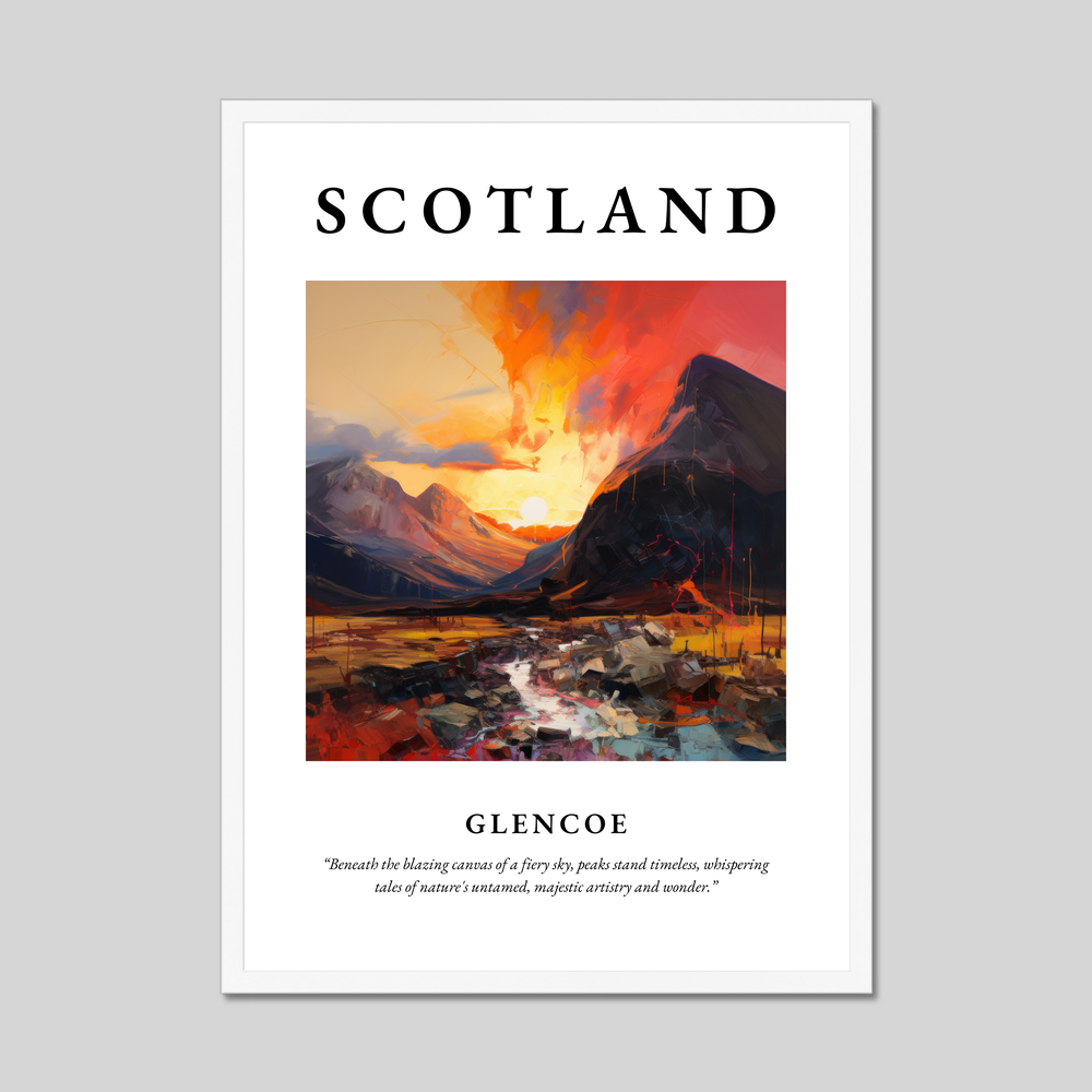 Poster in a white frame with the word Scotland