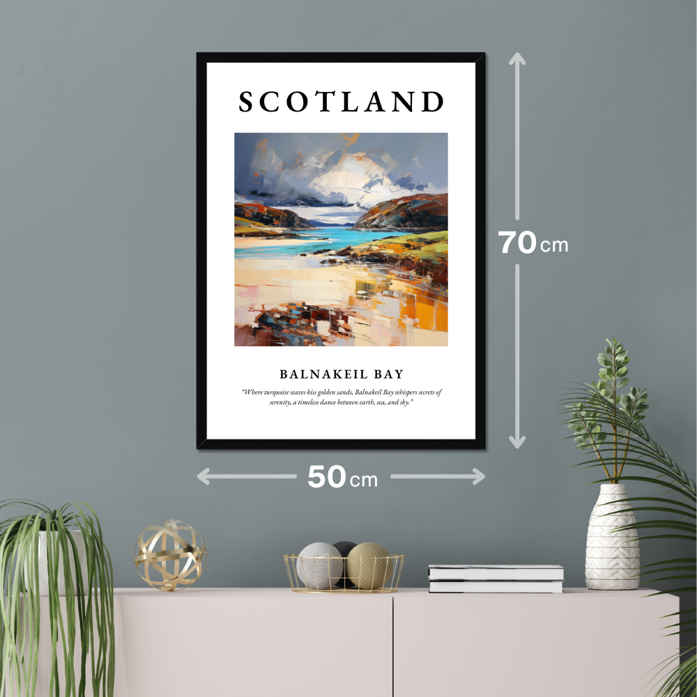 Poster of Balnakeil Bay hanging on a wall