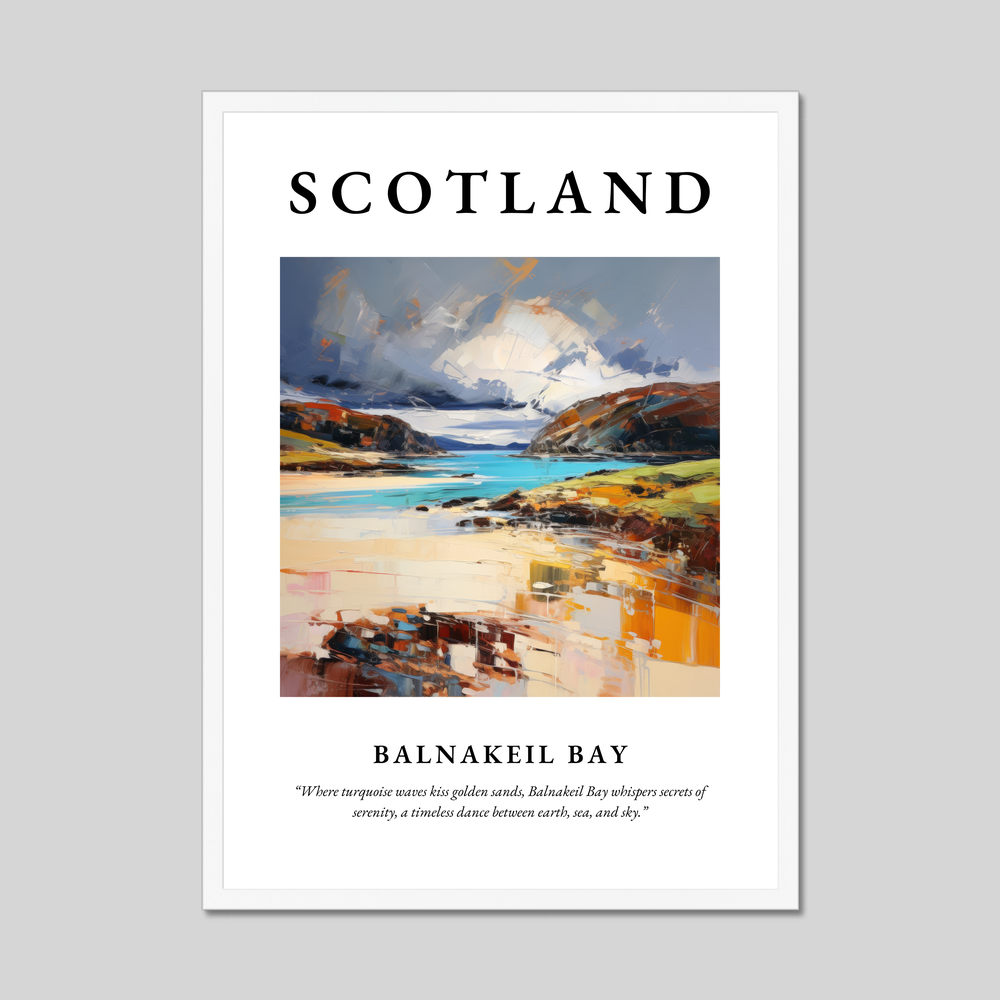 Poster in a white frame with the word Scotland