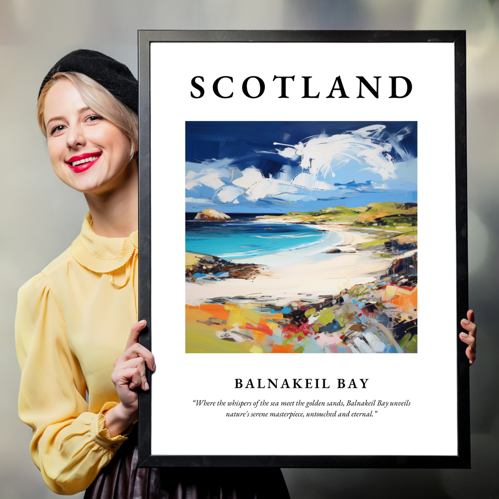 Person holding a poster of Balnakeil Bay