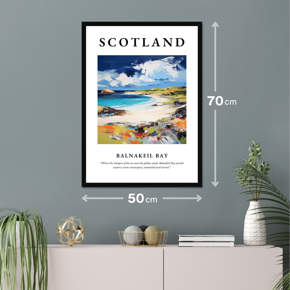 Poster of Balnakeil Bay hanging on a wall