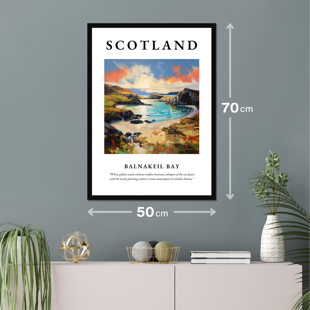 Poster of Balnakeil Bay hanging on a wall