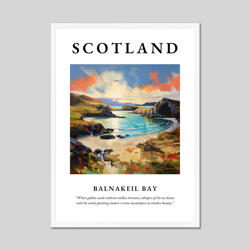 Poster in a white frame with the word Scotland