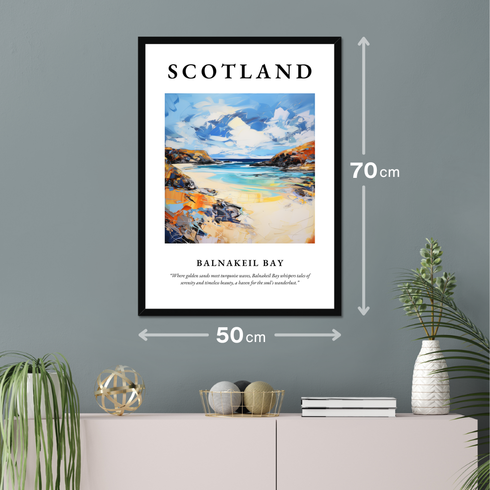 Poster of Balnakeil Bay hanging on a wall