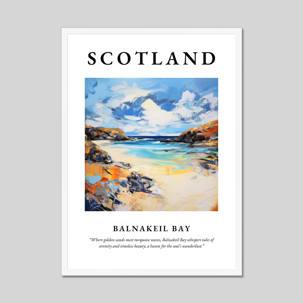 Poster in a white frame with the word Scotland