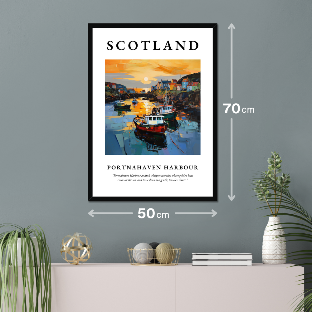 Poster of Portnahaven Harbour hanging on a wall