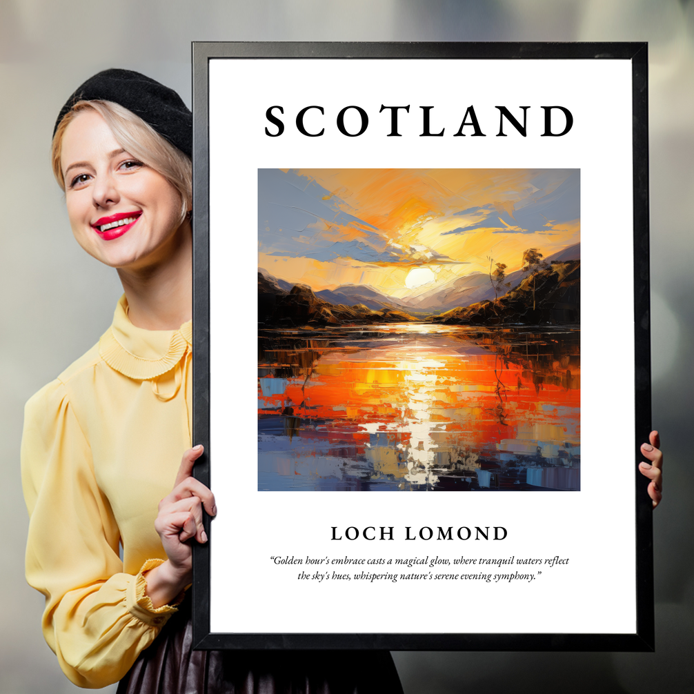 Person holding a poster of Loch Lomond