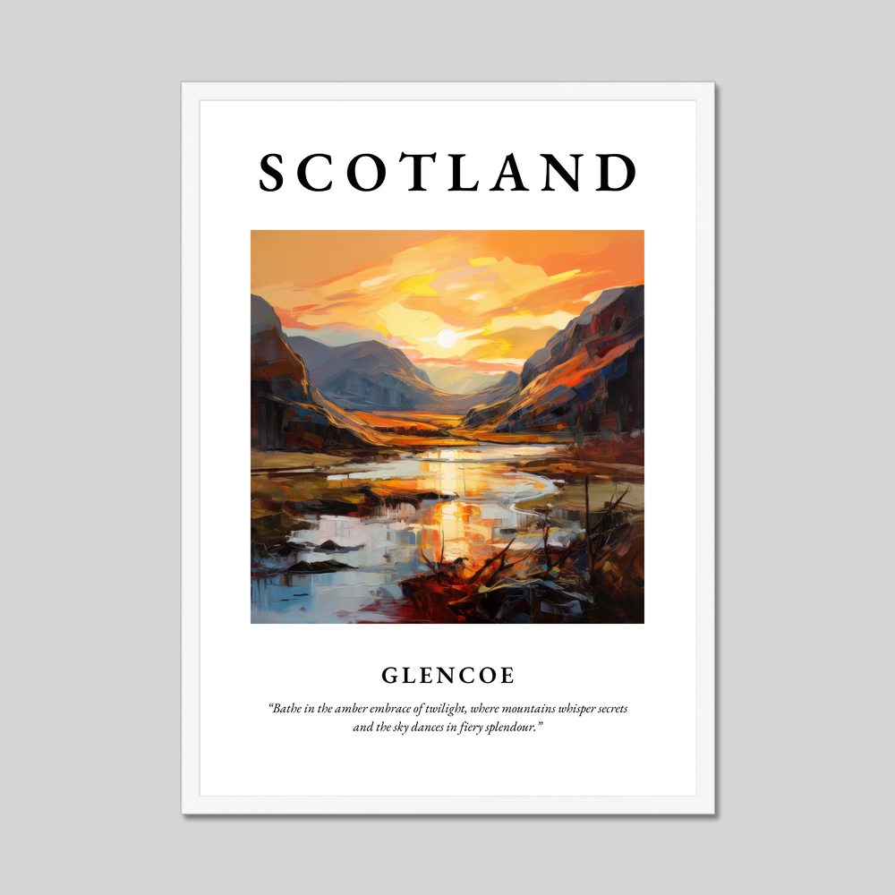 Poster in a white frame with the word Scotland